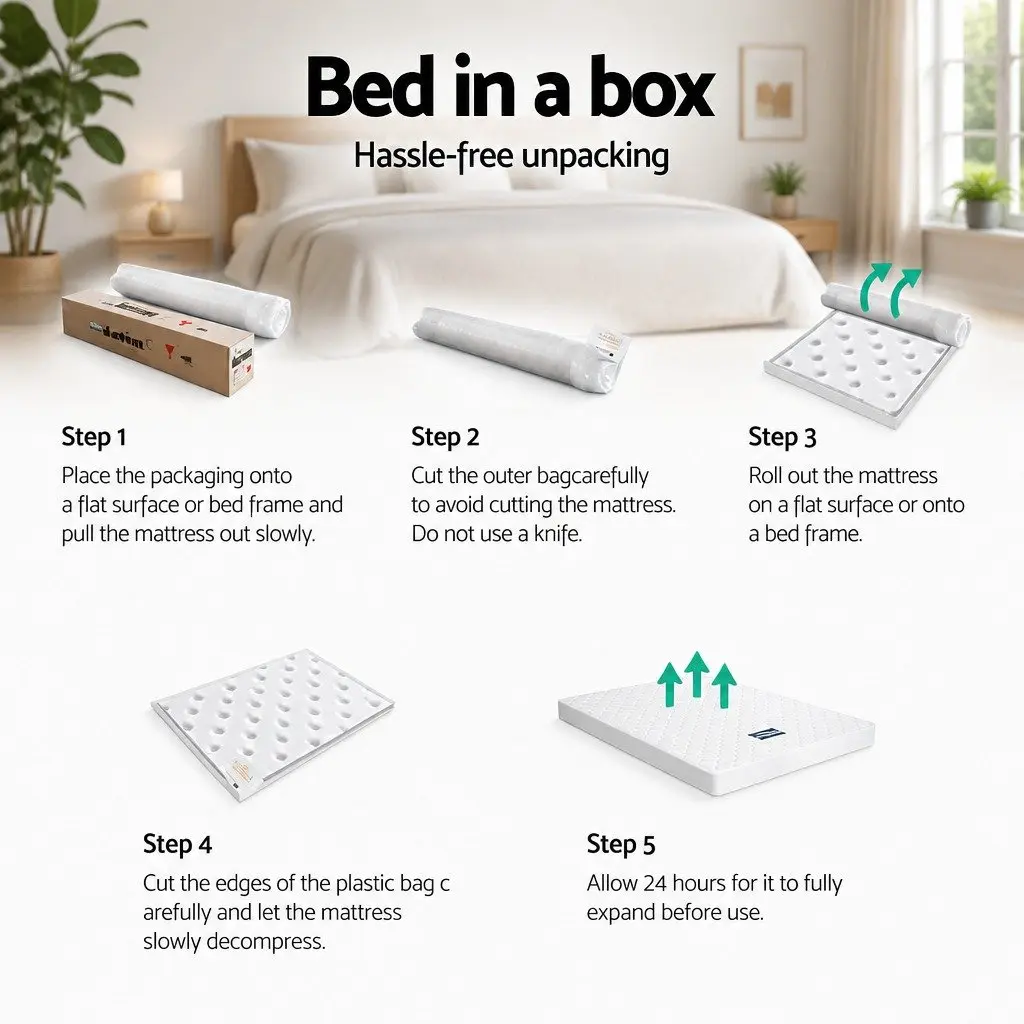 Queen Mattress 13cm Medium Firm Bonnell Spring Tight Top Quilted White Bed