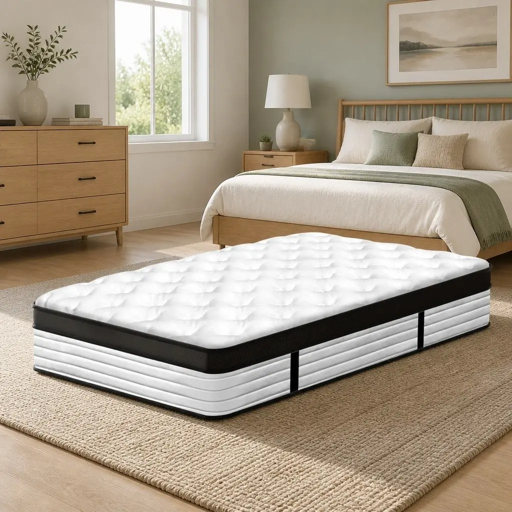 Single Mattress Medium Firm 31cm Pocket Spring Plush Euro Top White