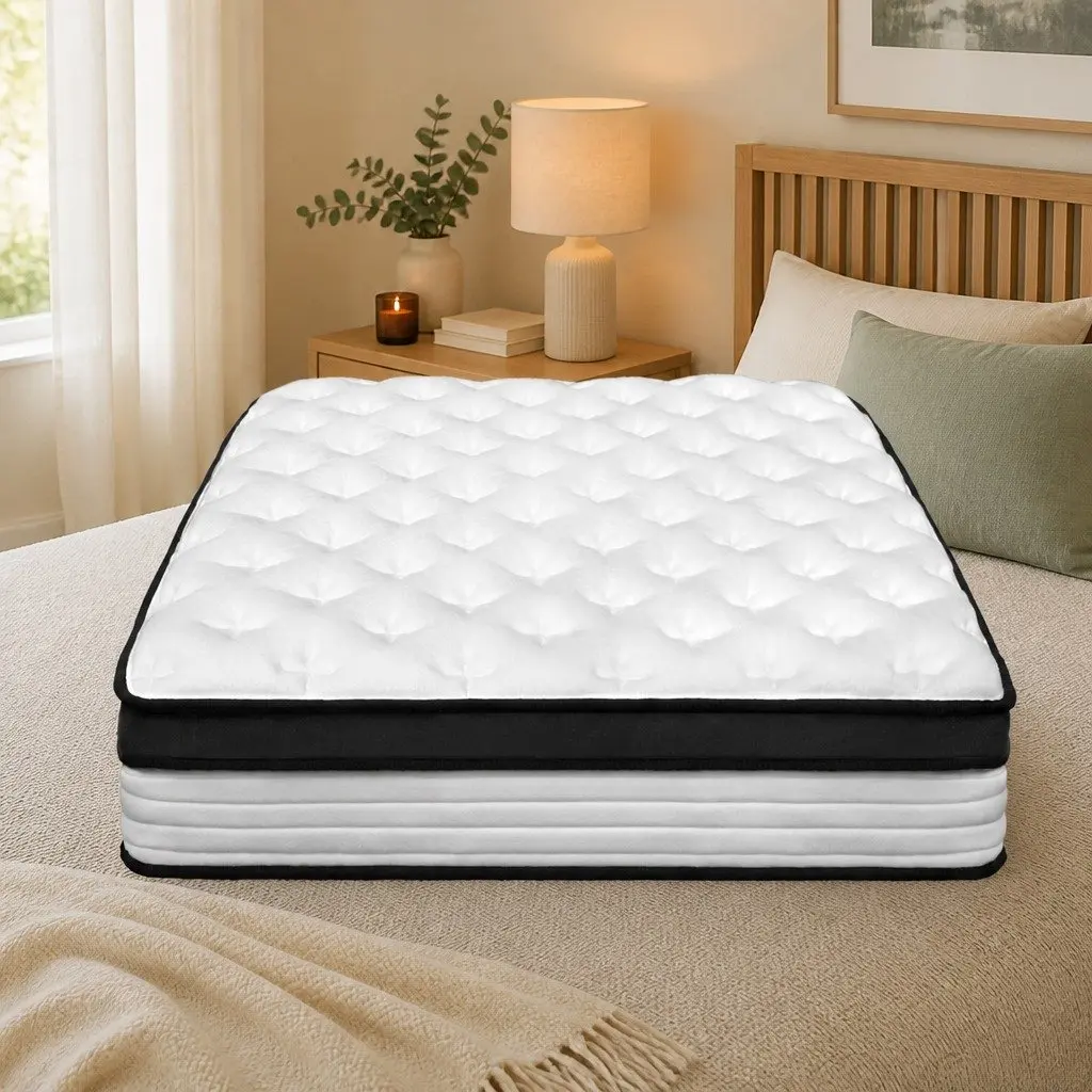 Single Mattress Medium Firm 31cm Pocket Spring Plush Euro Top White