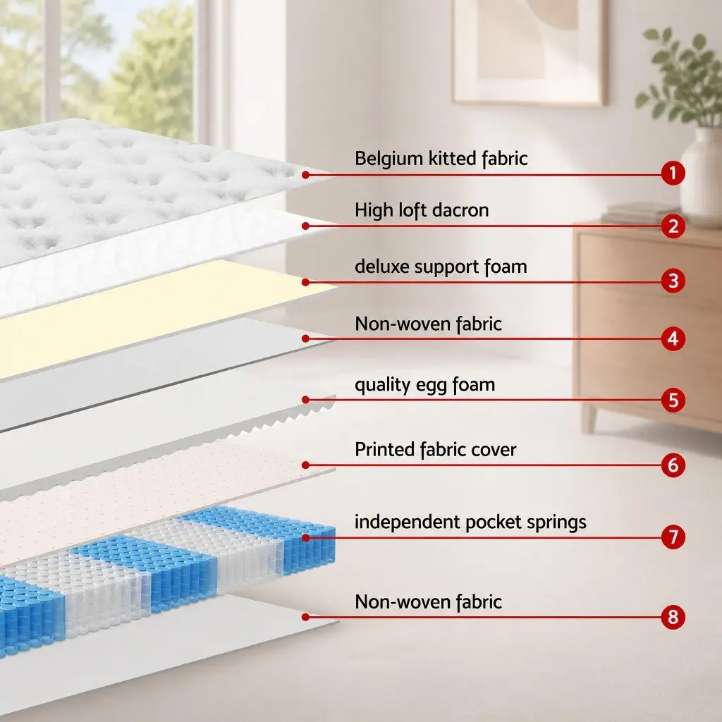 Single Mattress Medium Firm 31cm Pocket Spring Plush Euro Top White