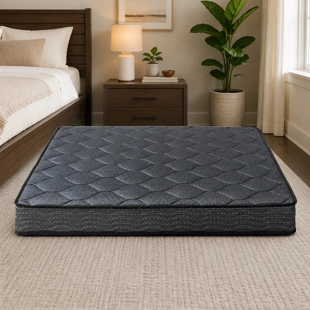 King Size Mattress 16cm Bonnell Spring Tight Top Medium Firm Grey Serena
