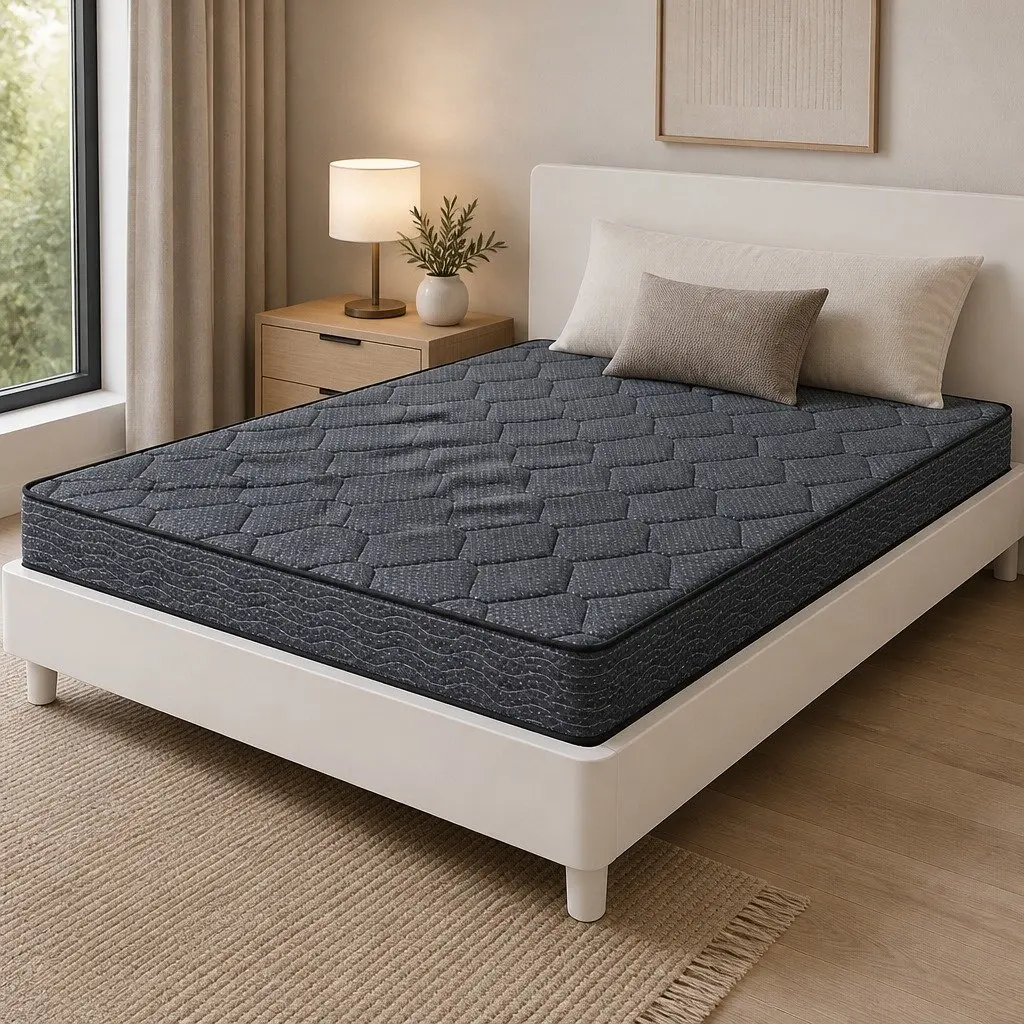 King Size Mattress 16cm Bonnell Spring Tight Top Medium Firm Grey Serena