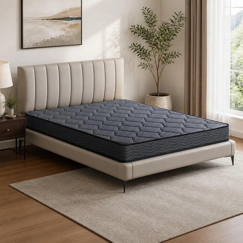 King Size Mattress 16cm Bonnell Spring Tight Top Medium Firm Grey Serena