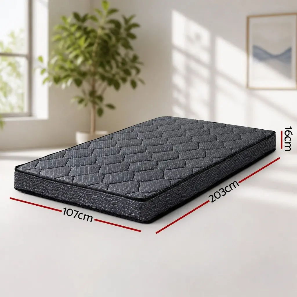 King Single Mattress Medium Firm 16cm Bonnell Spring Grey Tight Top
