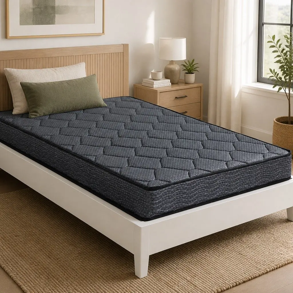 King Single Mattress Medium Firm 16cm Bonnell Spring Grey Tight Top