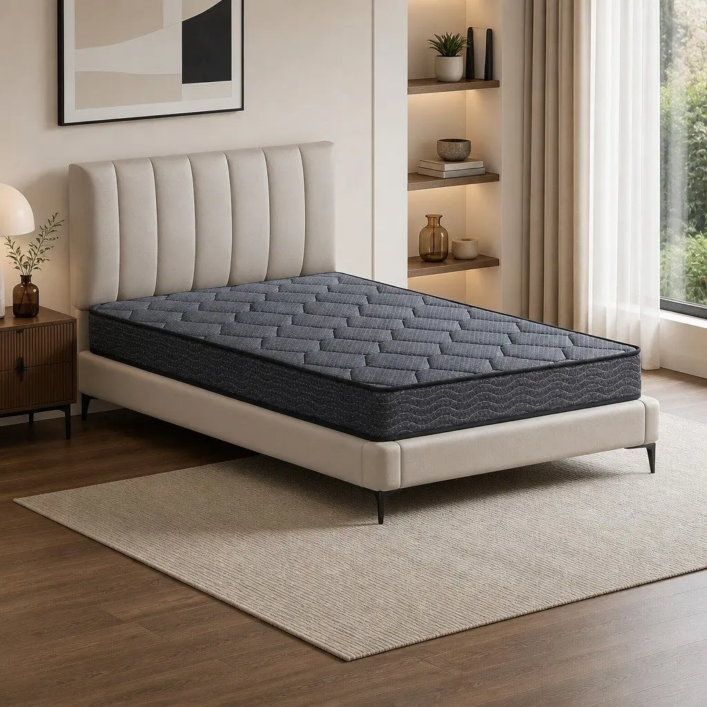 King Single Mattress Medium Firm 16cm Bonnell Spring Grey Tight Top