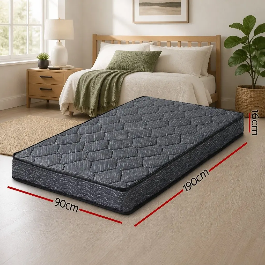 16cm Medium Firm Single Mattress in Grey