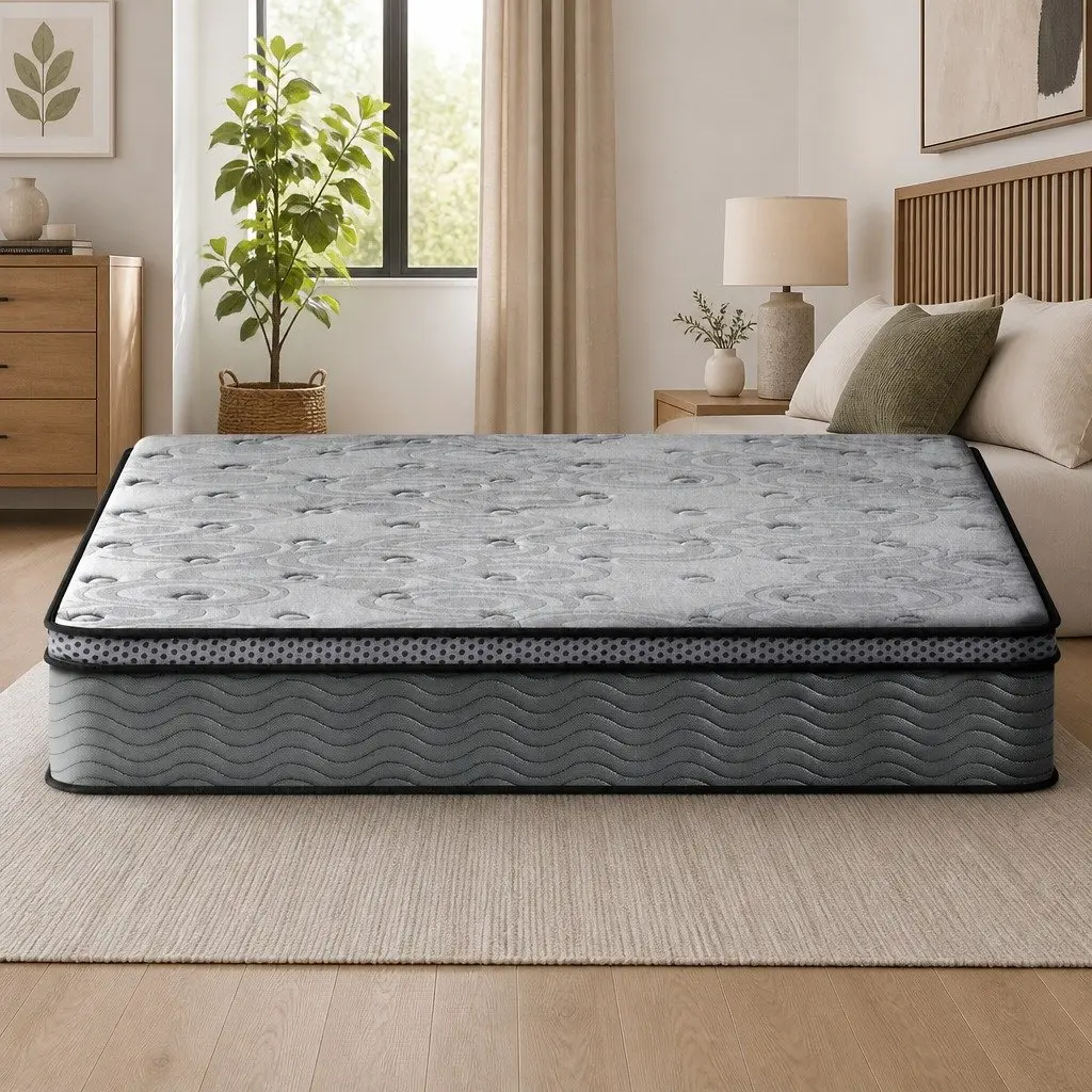 King Size Mattress Medium Firm 26cm Euro Top Pocket Spring Memory Foam Grey