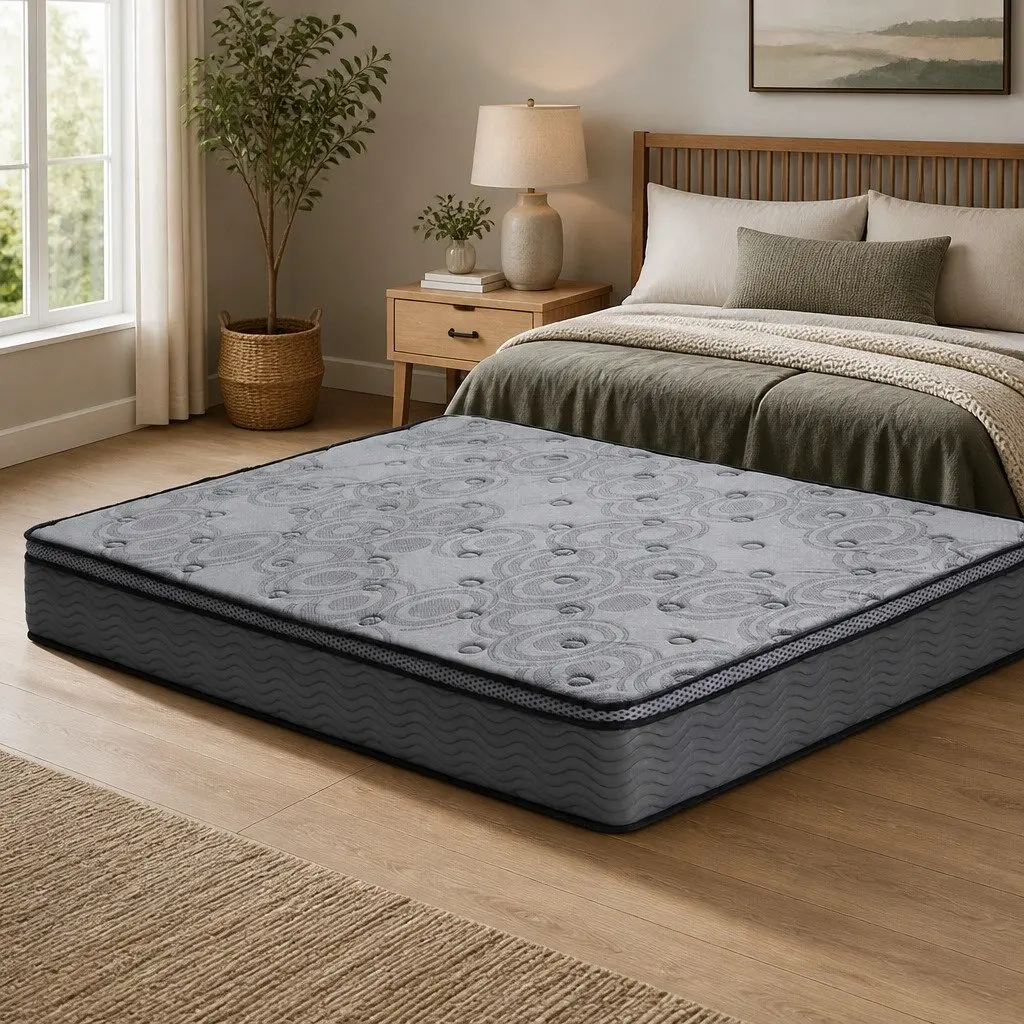 King Size Mattress Medium Firm 26cm Euro Top Pocket Spring Memory Foam Grey