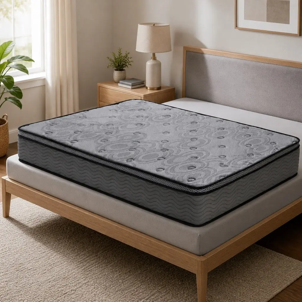 King Single Mattress Euro Top Medium Firm 26cm Pocket Spring Memory Foam Grey
