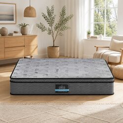 Queen Mattress 26cm Euro Top Medium-Firm Pocket Spring Memory Foam Grey Bed