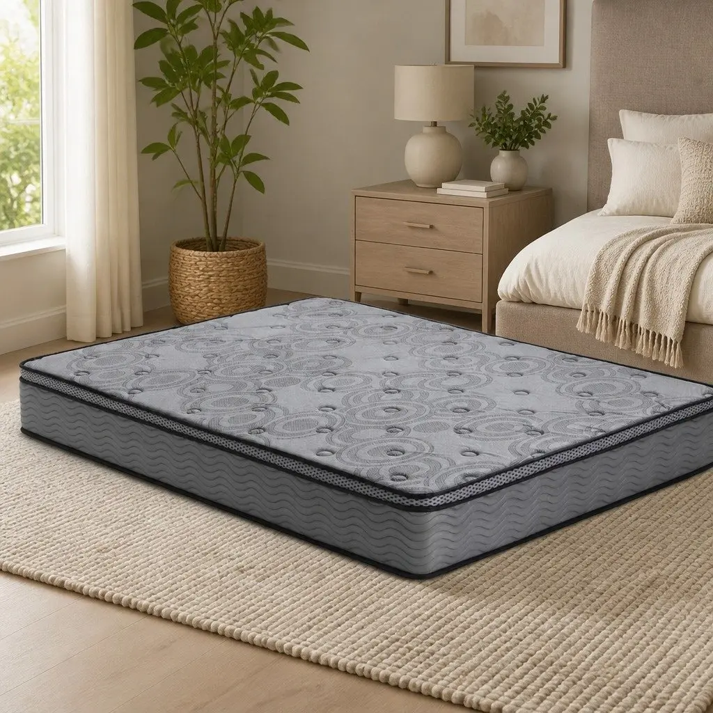 Queen Mattress Medium-Firm 26cm Euro Top Pocket Spring Memory Foam Grey
