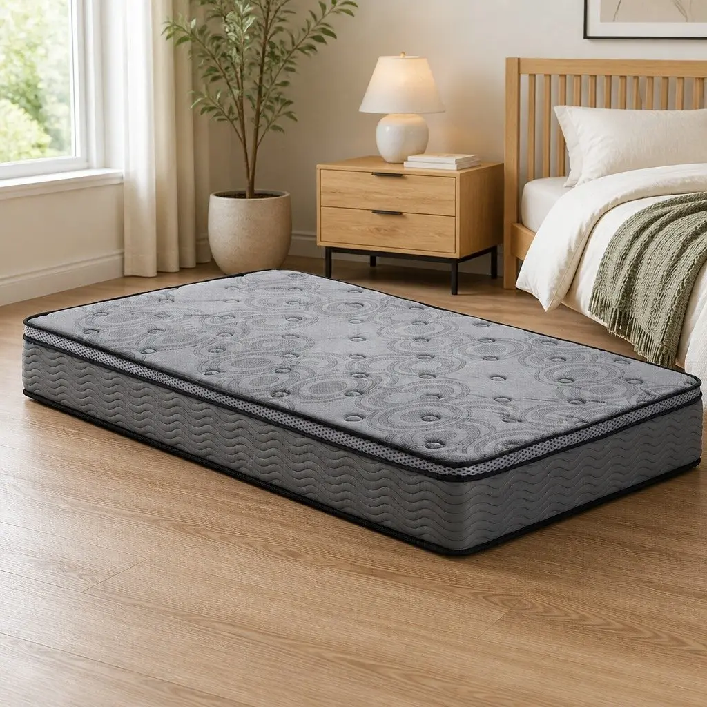 Single Mattress 26cm Thick Euro Top Medium Firm Pocket Spring Memory Foam Grey