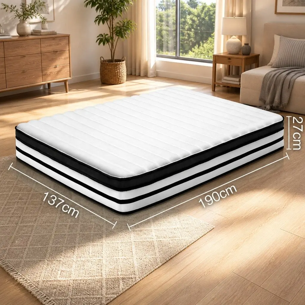 Double Mattress Plush Euro Top 27cm Medium Firmness White
