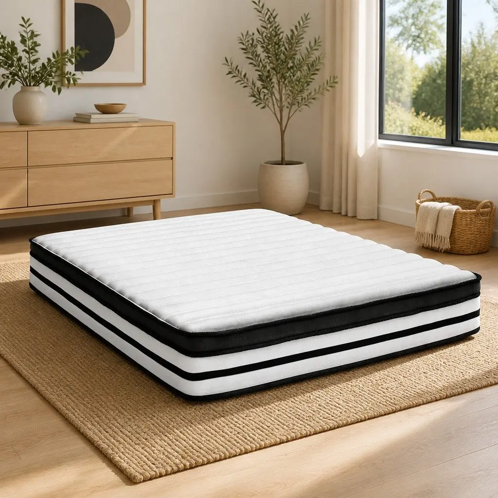 Queen Mattress Medium Firmness 27cm Euro Top Pocket Spring White
