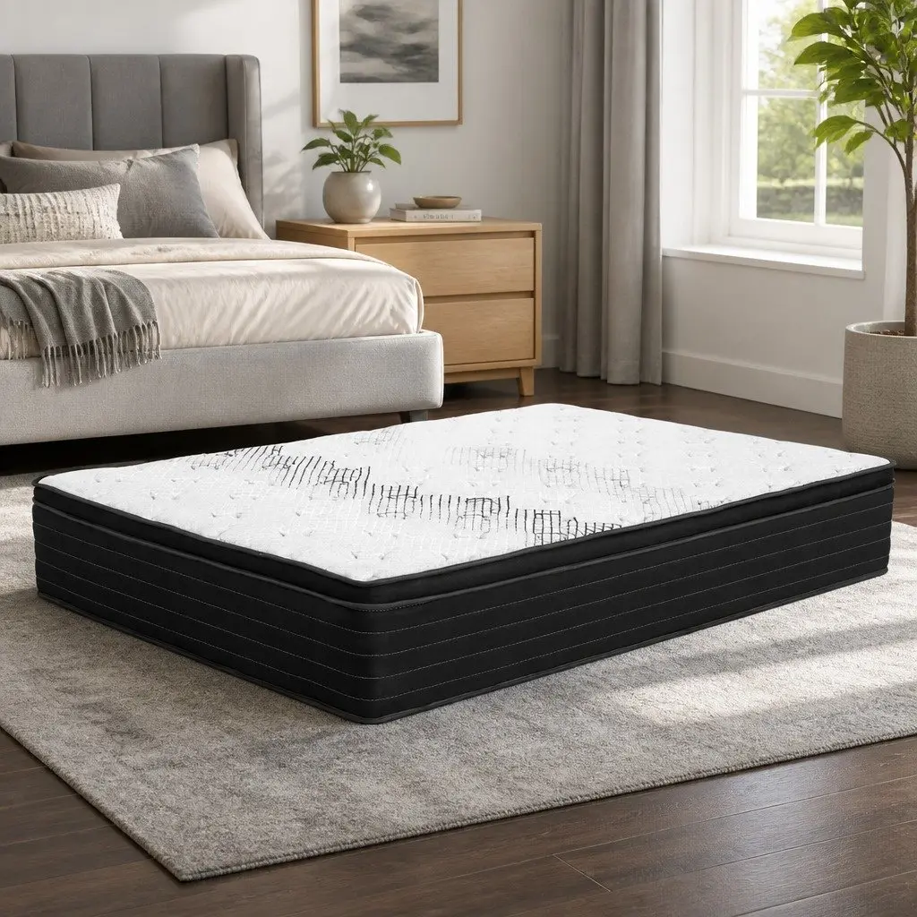 Double Mattress Hypoallergenic Dust Mite Resistant Extra Firm 32cm Pocket Spring