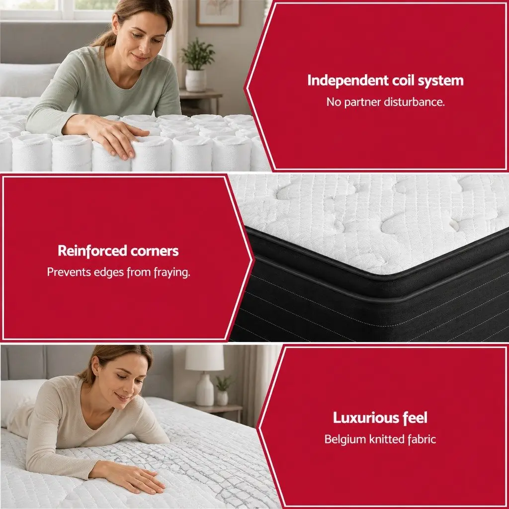 Double Mattress Hypoallergenic Dust Mite Resistant Extra Firm 32cm Pocket Spring