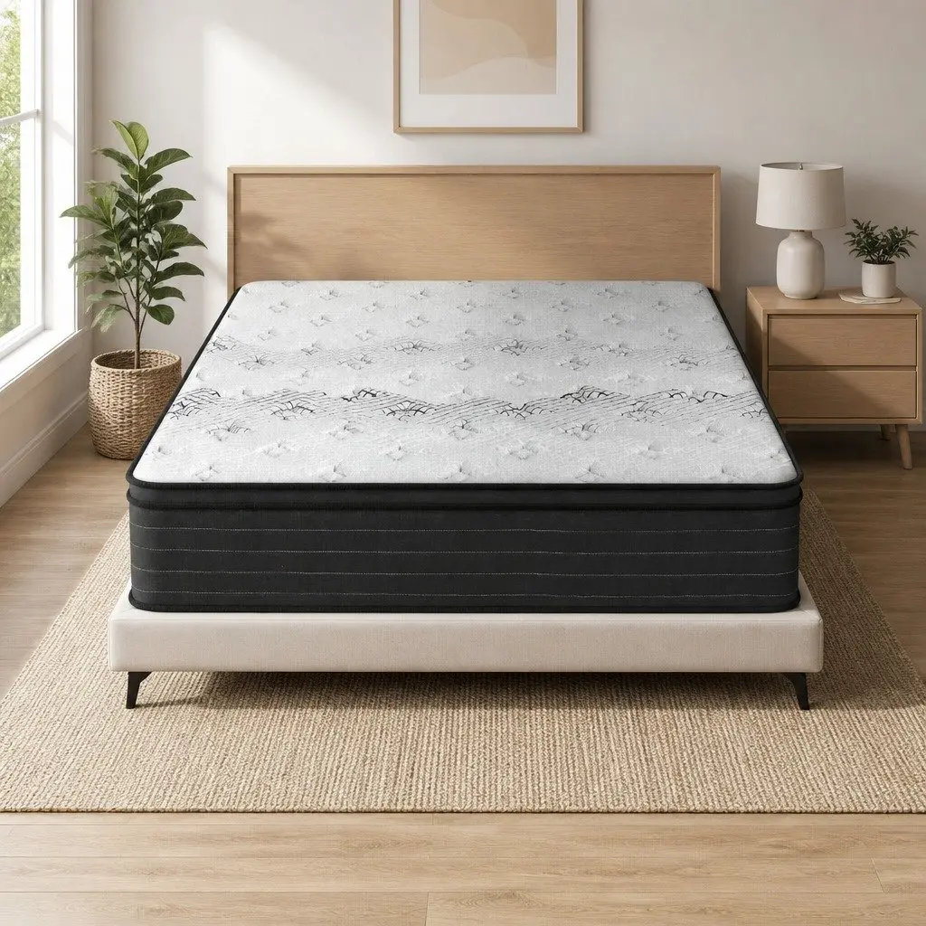 Queen Mattress Extra Firm Support 32cm Hypoallergenic Pocket Spring White or Black
