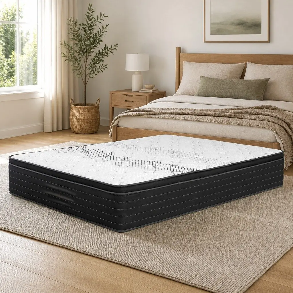 Queen Mattress Extra Firm Support 32cm Hypoallergenic Pocket Spring White or Black