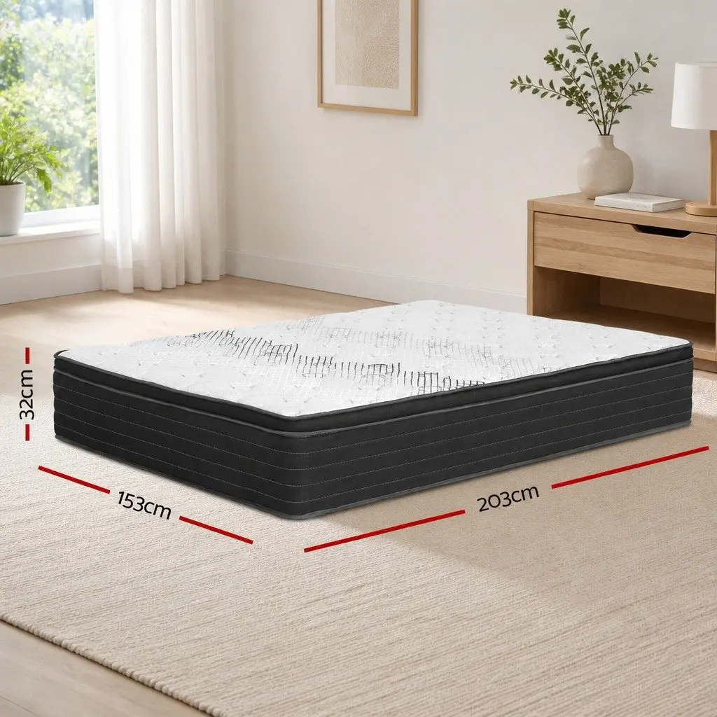 Queen Mattress Extra Firm Support 32cm Hypoallergenic Pocket Spring White or Black