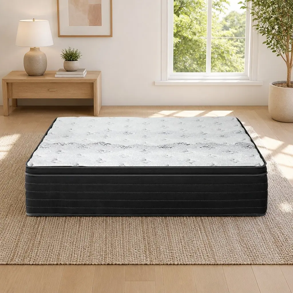 Queen Mattress Extra Firm Support 32cm Hypoallergenic Pocket Spring White or Black