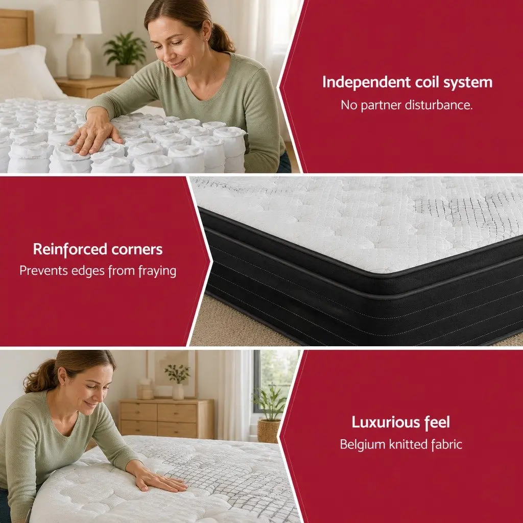 Queen Mattress Extra Firm Support 32cm Hypoallergenic Pocket Spring White or Black