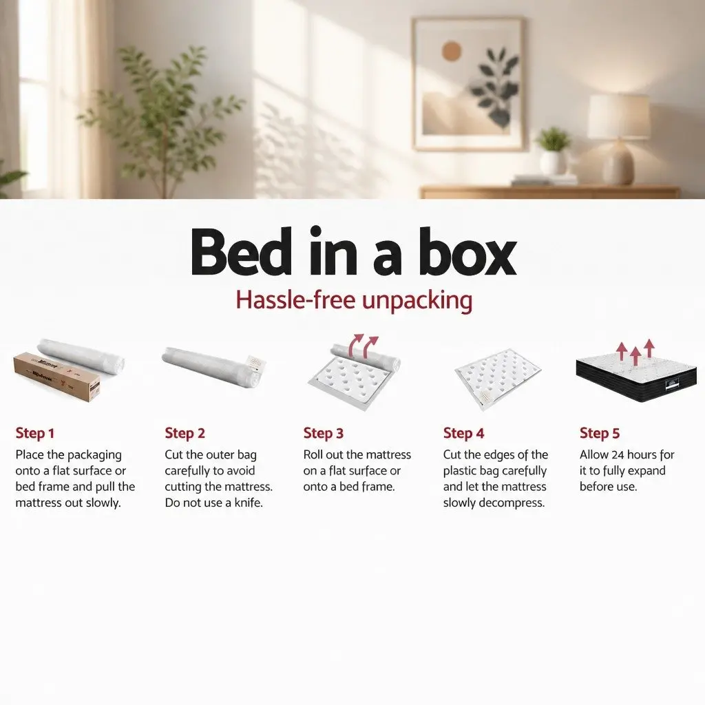 Queen Mattress Extra Firm Support 32cm Hypoallergenic Pocket Spring White or Black