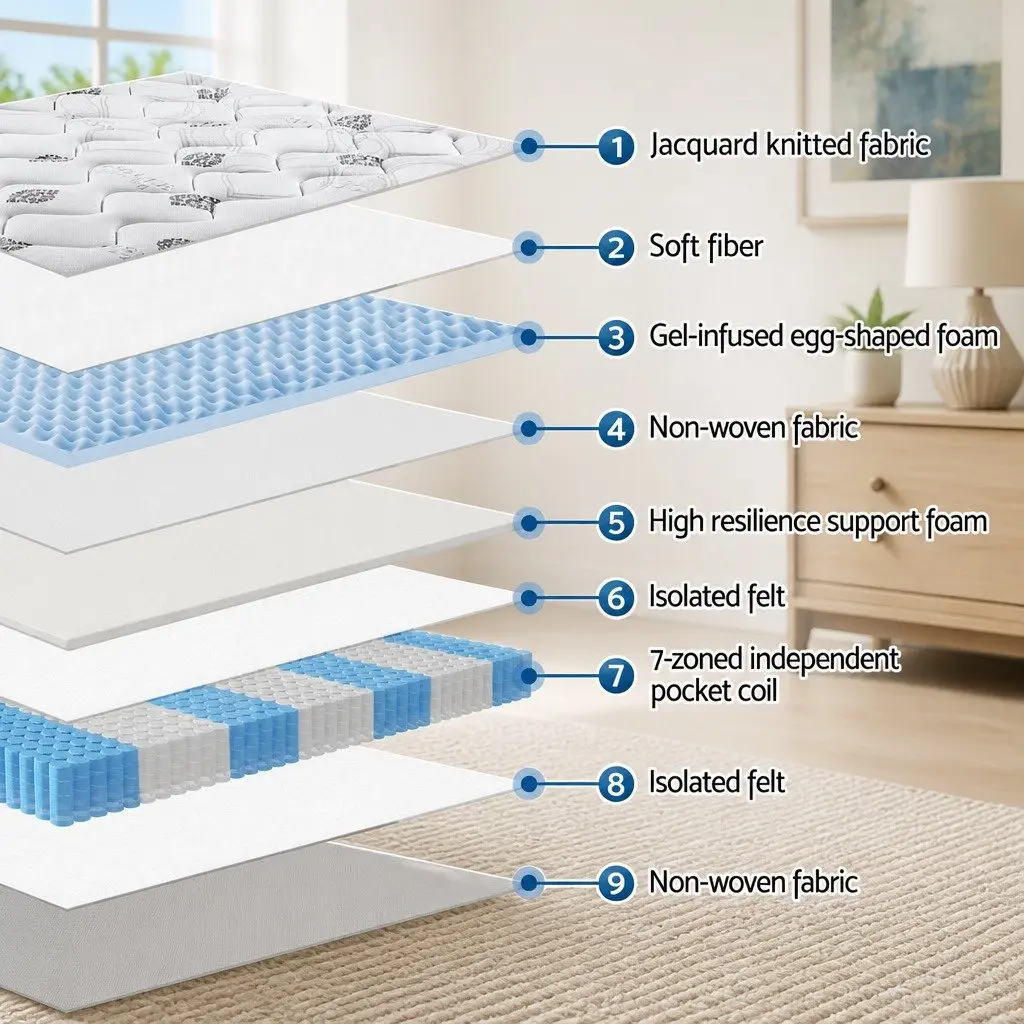 Double Mattress 35cm Pocket Spring Gel Memory Foam Medium Firm Bed in a Box