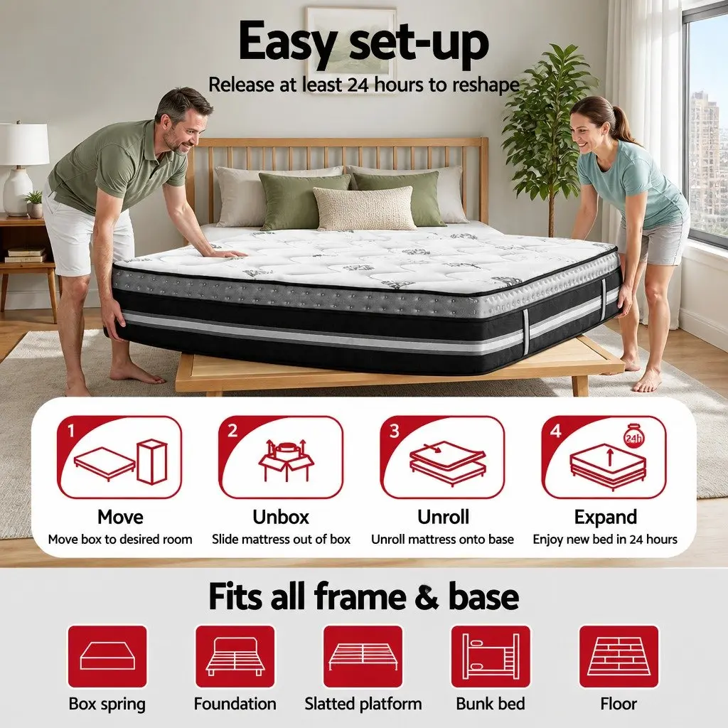 Double Mattress 35cm Pocket Spring Gel Memory Foam Medium Firm Bed in a Box