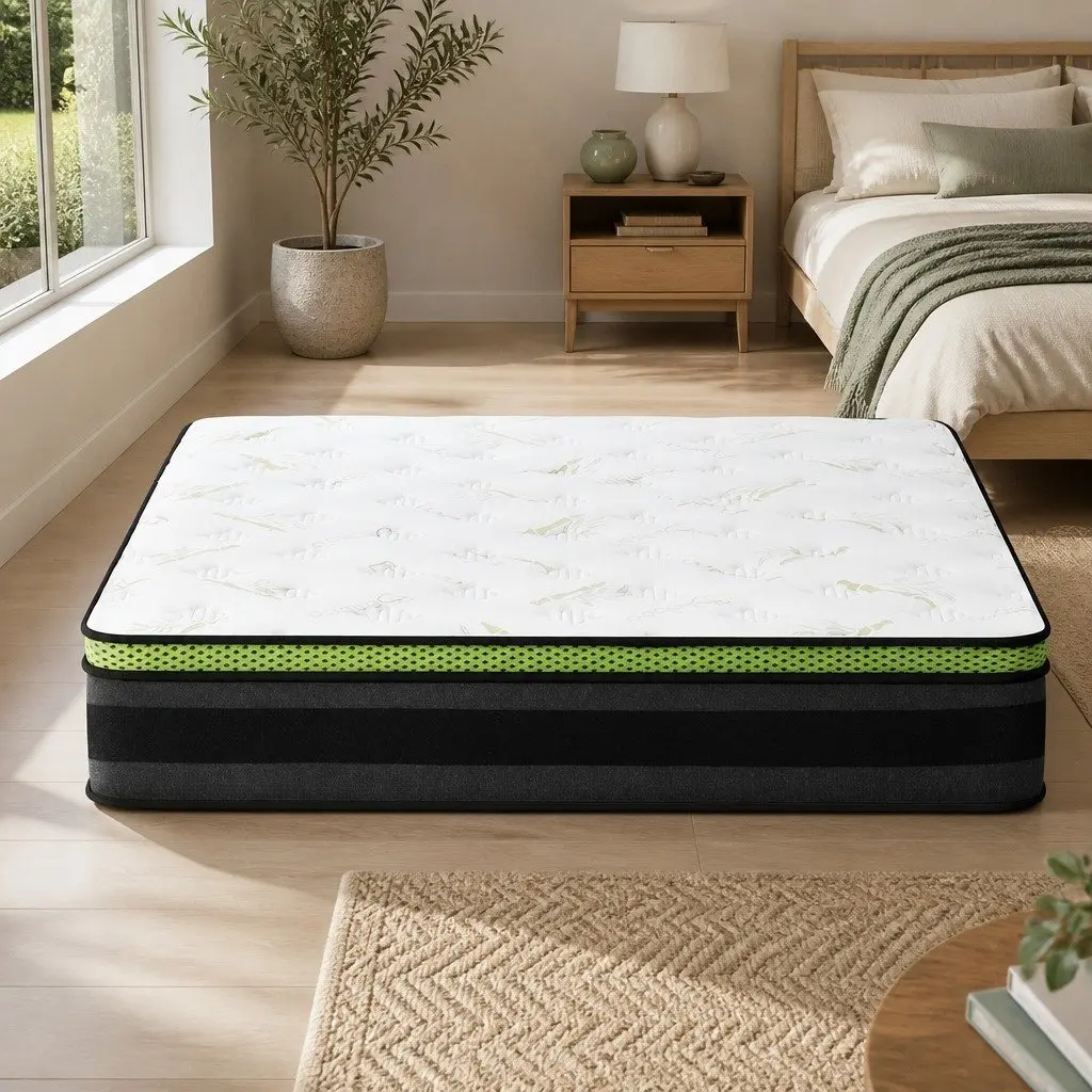 King Size Mattress Grey Pocket Spring Cool Gel Memory Foam 30cm Medium Firmness
