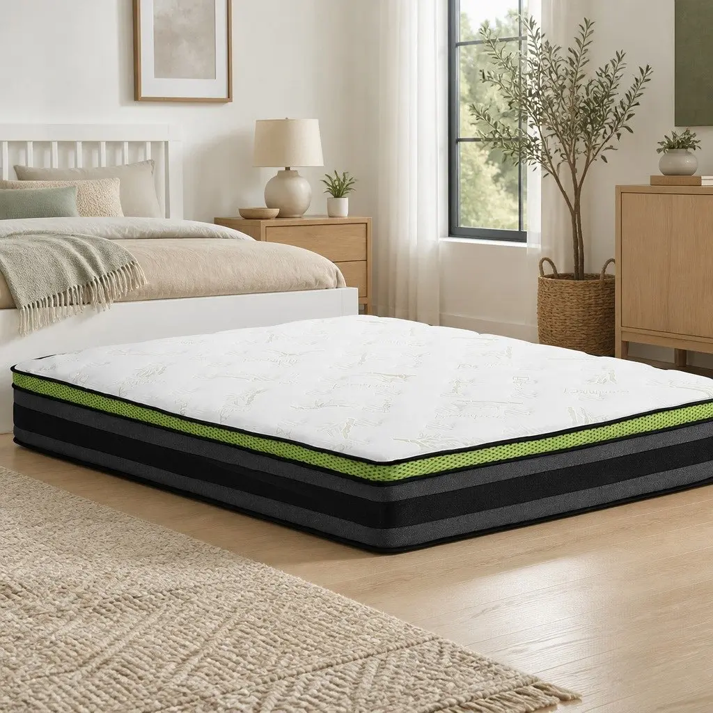 King Size Mattress Grey Pocket Spring Cool Gel Memory Foam 30cm Medium Firmness