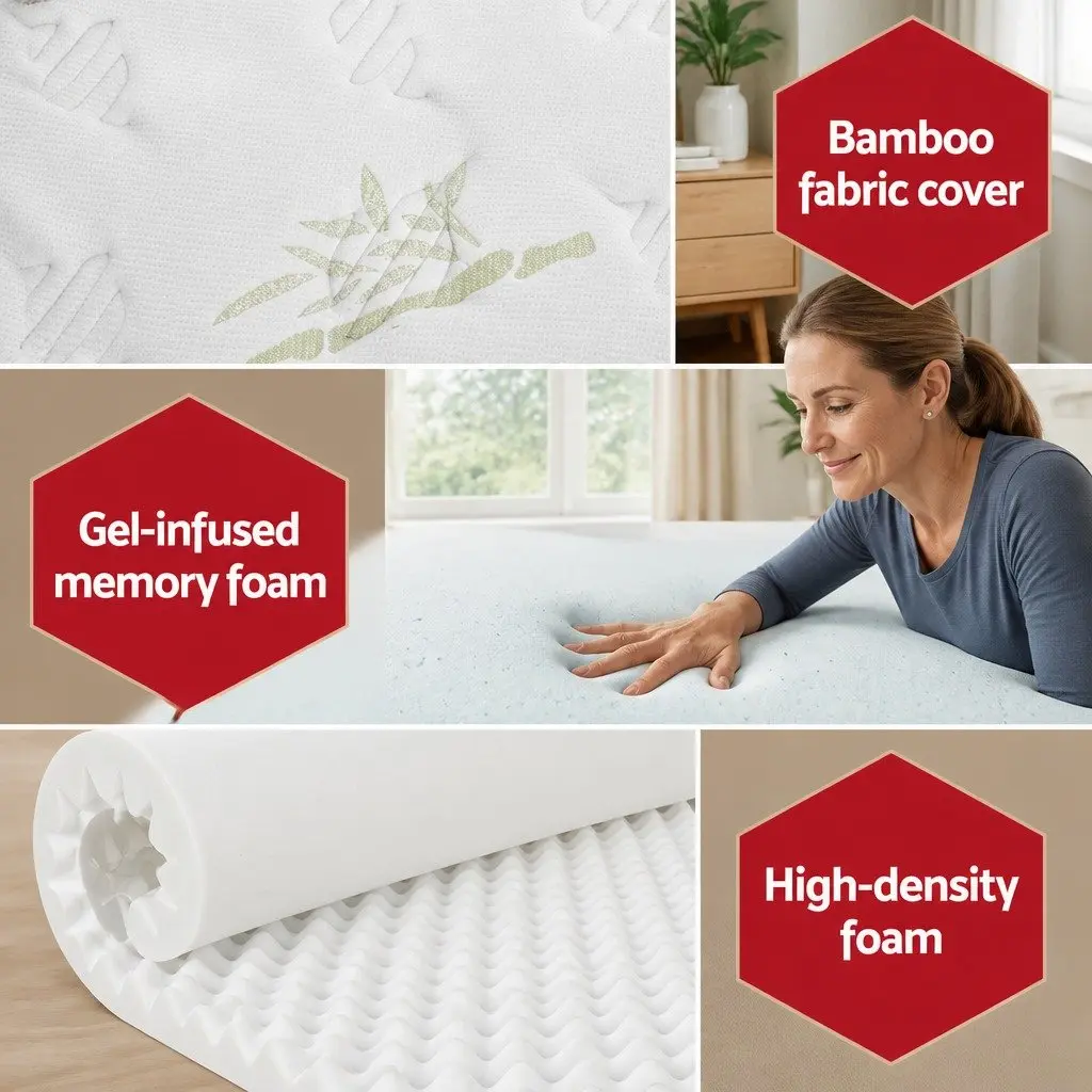 Single Bed Mattress Grey 30cm Medium Firmness Cool Gel Memory Foam Pocket Spring