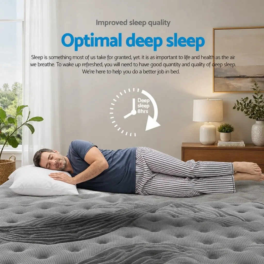 Double Mattress Medium Firm 34cm Euro Top Pocket Spring Bamboo Charcoal Grey