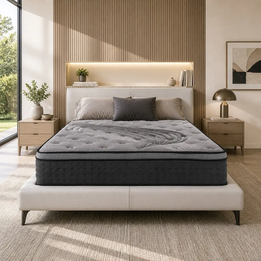 King Size Mattress Medium-Firm 34cm Grey Bamboo Charcoal Pocket Spring Euro Top