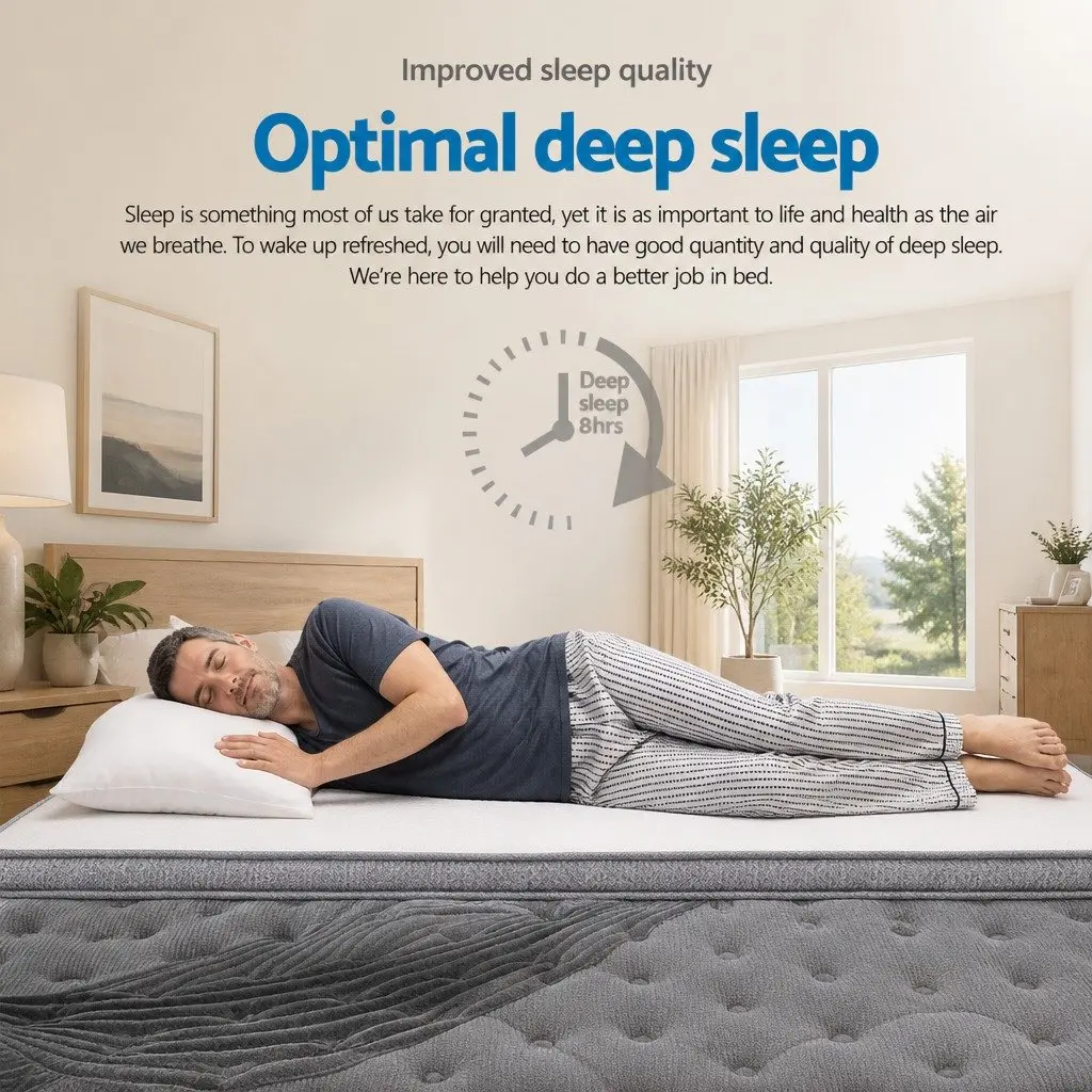 King Size Mattress Medium-Firm 34cm Grey Bamboo Charcoal Pocket Spring Euro Top