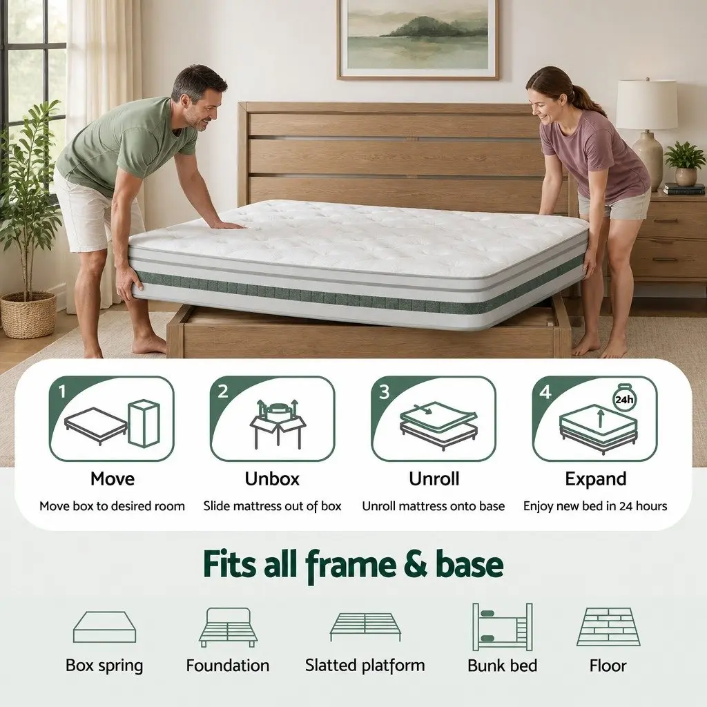 Double Mattress 20cm Foam Pocket Spring Euro Top Medium Firm Support Queen Bed