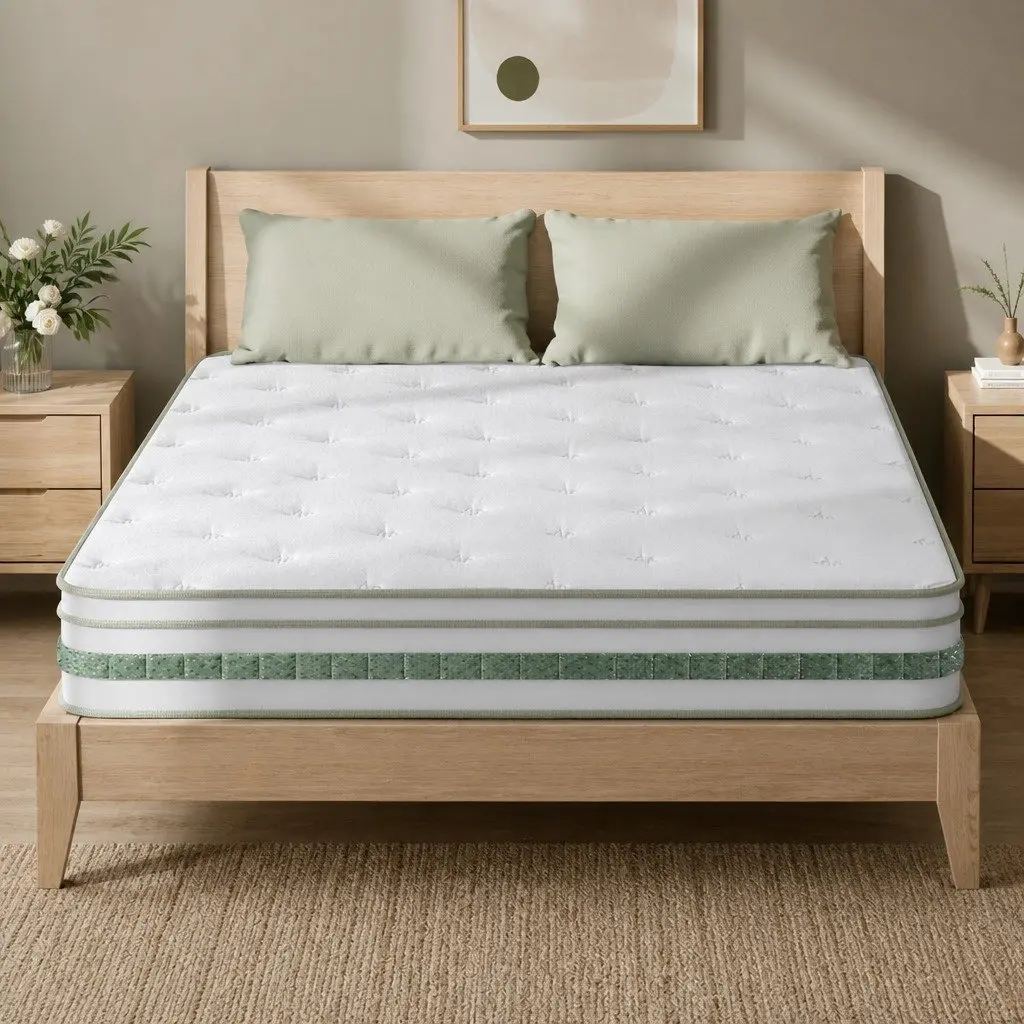 King Size Mattress Medium Firm 20cm Euro Top Green Tea Foam