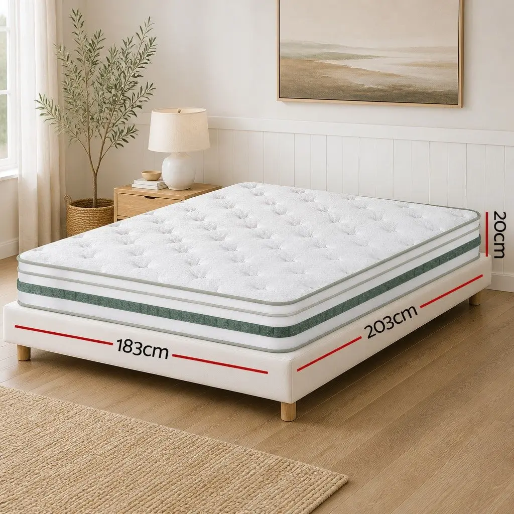 King Size Mattress Medium Firm 20cm Euro Top Green Tea Foam
