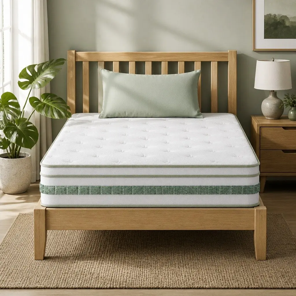 King Single Mattress 20cm Thick Green Tea Foam Euro Top Pocket Spring Bed