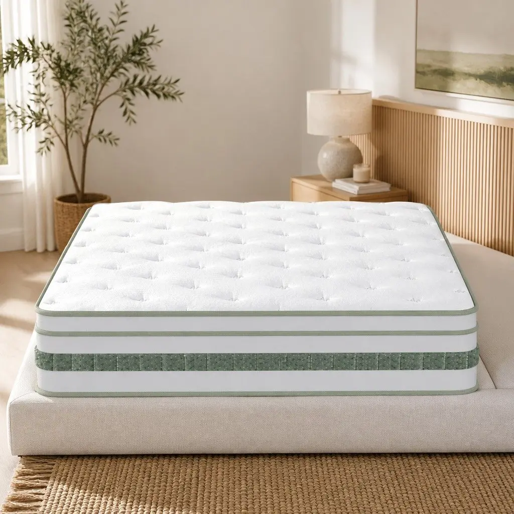 King Single Mattress 20cm Thick Green Tea Foam Euro Top Pocket Spring Bed
