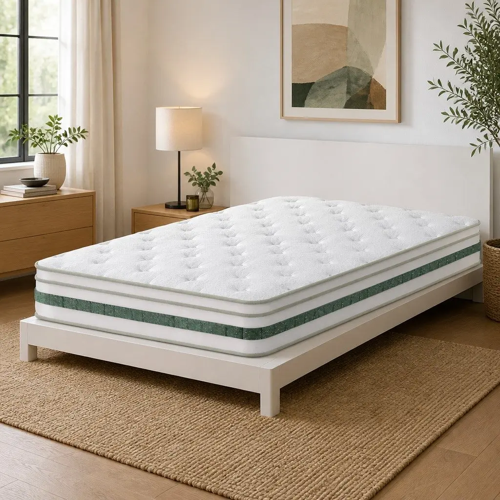 Single Mattress Medium Firm 20cm Green Tea Foam Euro Top Pocket Spring