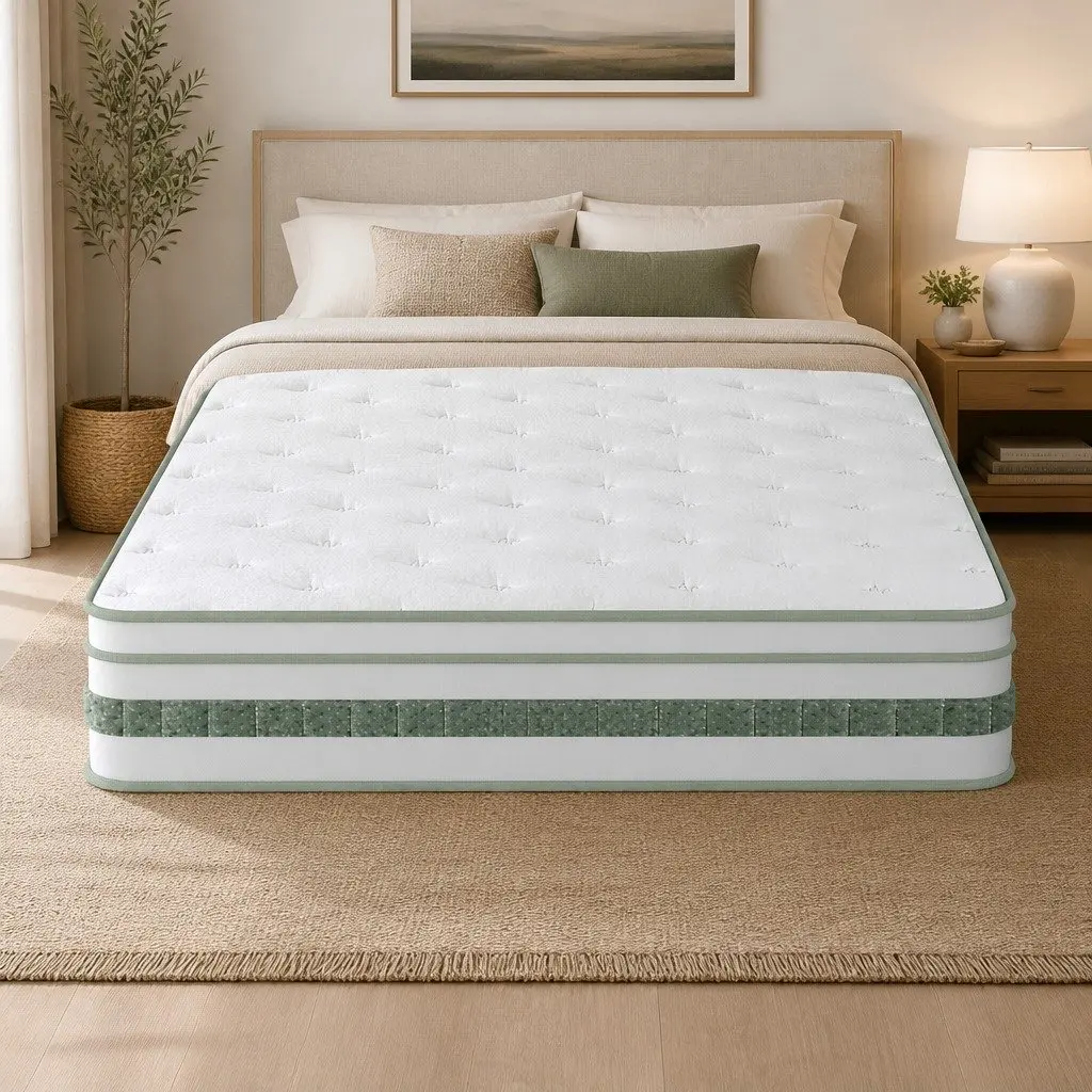 Single Mattress Medium Firm 20cm Green Tea Foam Euro Top Pocket Spring