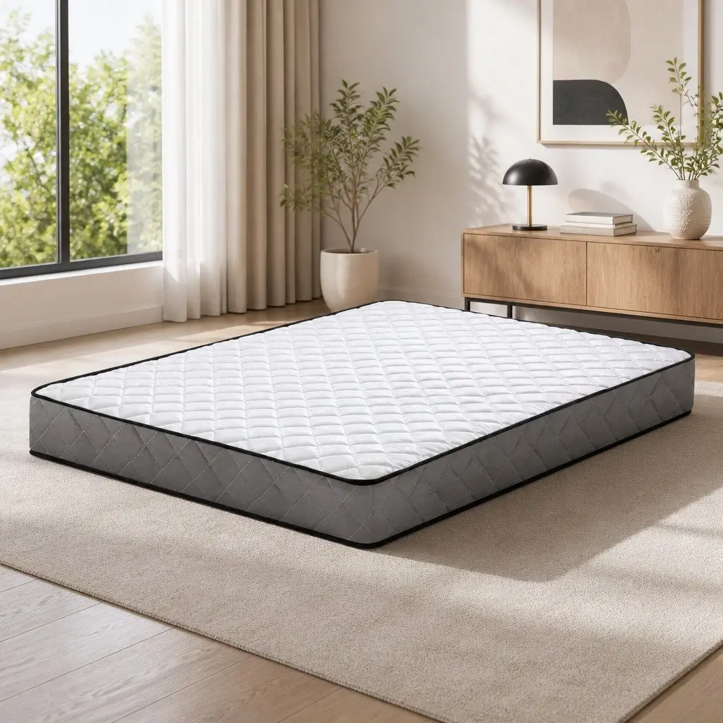 Double Mattress Firm Support 16cm Bonnell Spring Quilted Top White or Grey