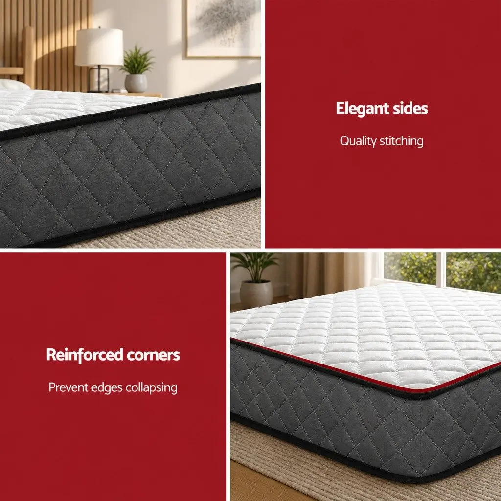Double Mattress Firm Support 16cm Bonnell Spring Quilted Top White or Grey
