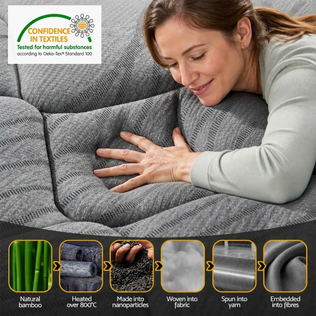 King Size Pocket Spring Mattress Medium Firm 22cm Grey