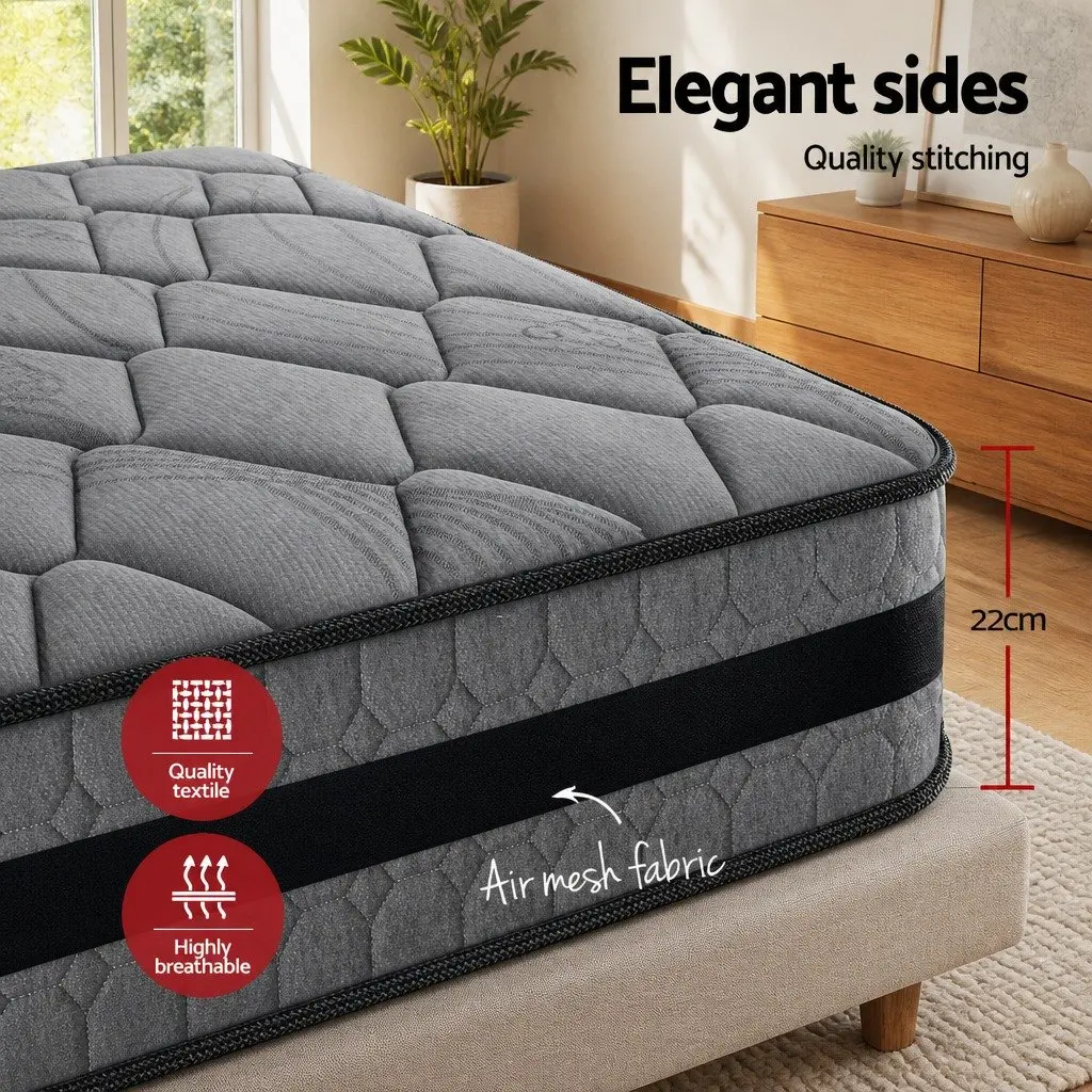 King Size Pocket Spring Mattress Medium Firm 22cm Grey