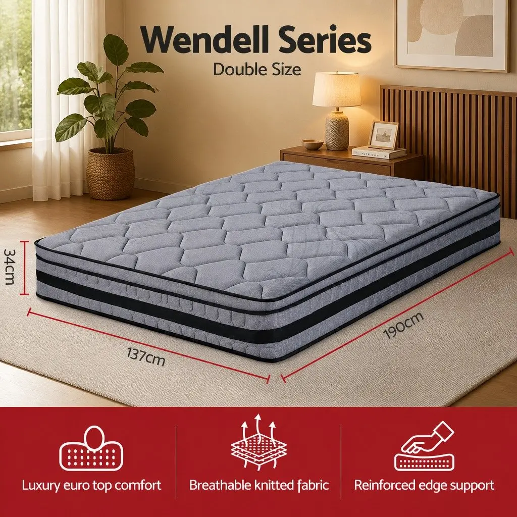 Double Mattress Medium-Firm Support 34cm Euro Top Black