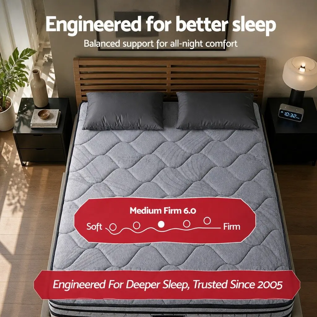 Double Mattress Medium-Firm Support 34cm Euro Top Black
