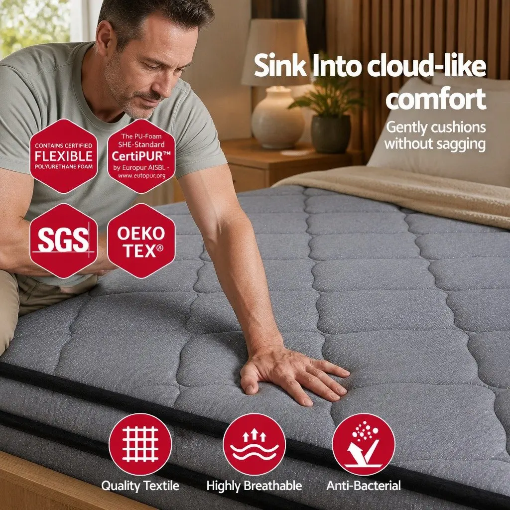 Double Mattress Medium-Firm Support 34cm Euro Top Black