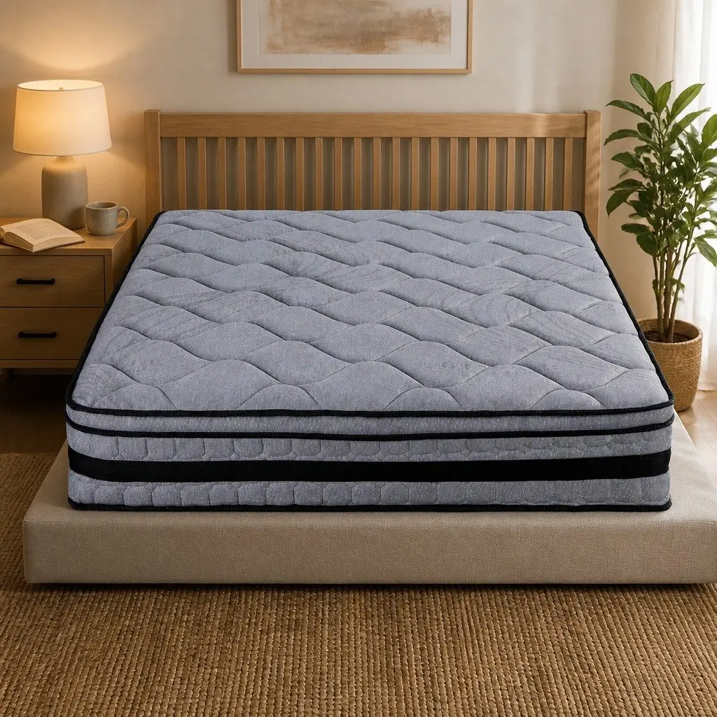 Queen Mattress 34cm Hybrid Pocket Spring Bed Euro Top Medium Firm Support